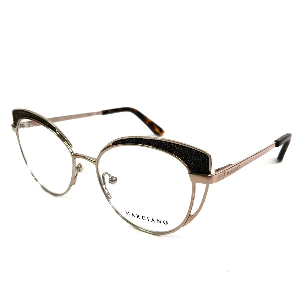 Marciano Eyeglasses Frames GM0343 028 Black Gold Cat Eye Sparkly 50-17-135